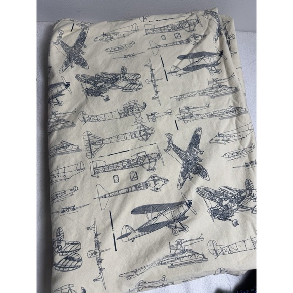 Restoration Hardware Kids Duvet Cover Twin Vintage Airplane Blueprint 64